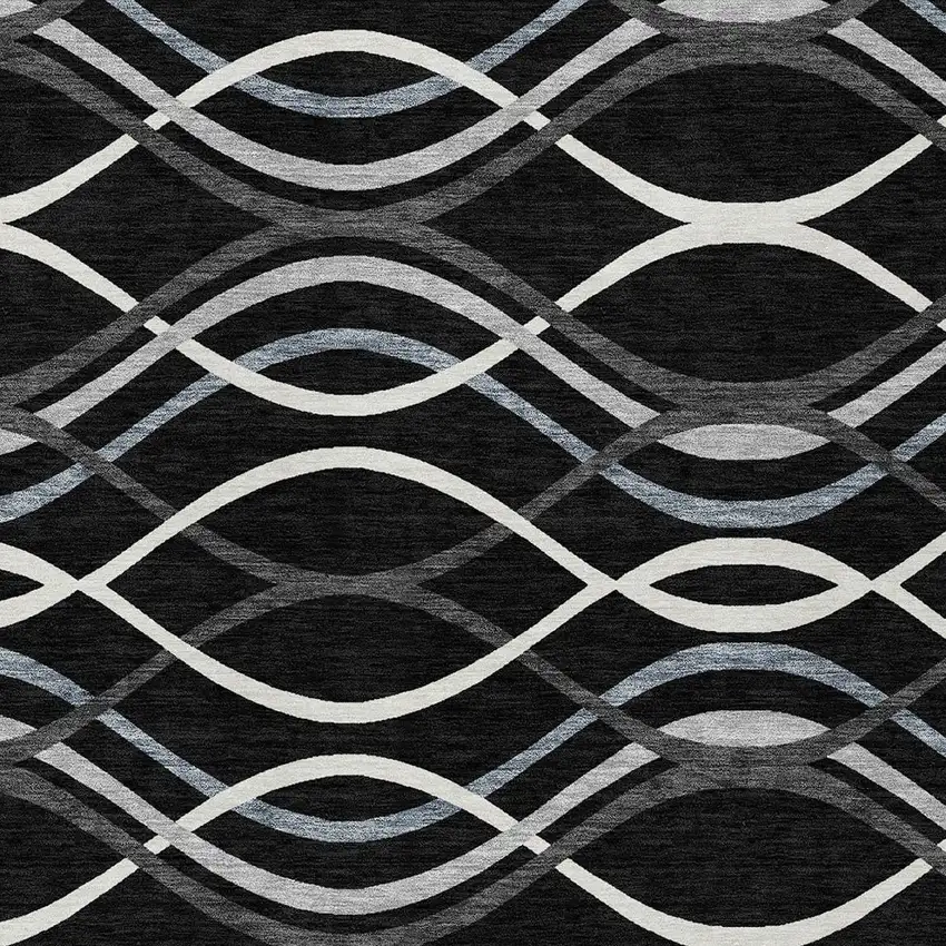 Black Gray And Ivory Abstract Washable Indoor Outdoor Area Rug Photo 4