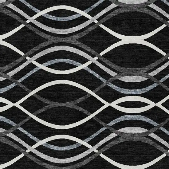 Black Gray And Ivory Abstract Washable Indoor Outdoor Area Rug Photo 4