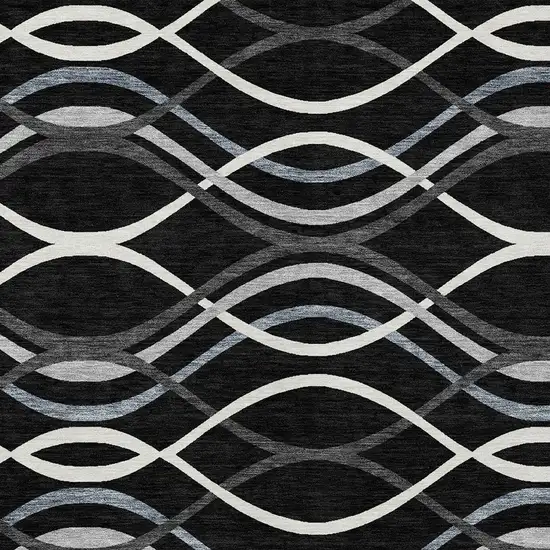 Black Gray And Ivory Abstract Washable Indoor Outdoor Area Rug Photo 5