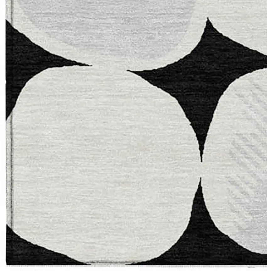 Black Gray And Ivory Abstract Washable Indoor Outdoor Area Rug Photo 8