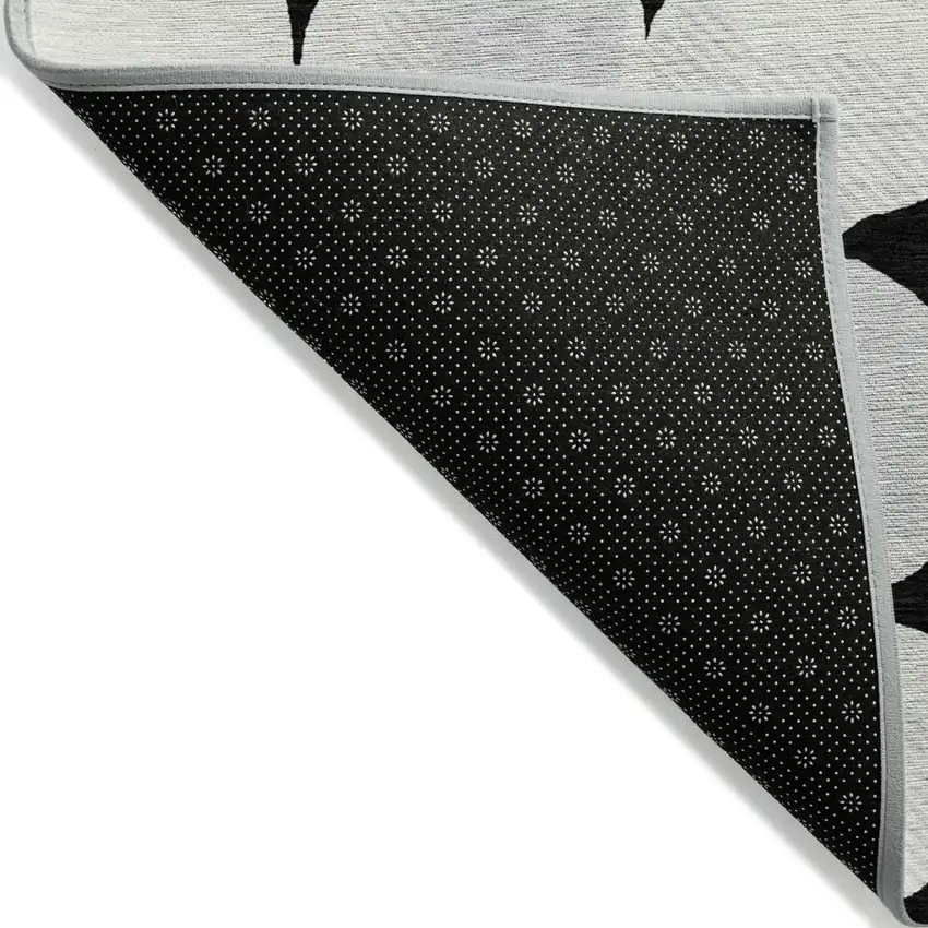 Black Gray And Ivory Abstract Washable Indoor Outdoor Area Rug Photo 4