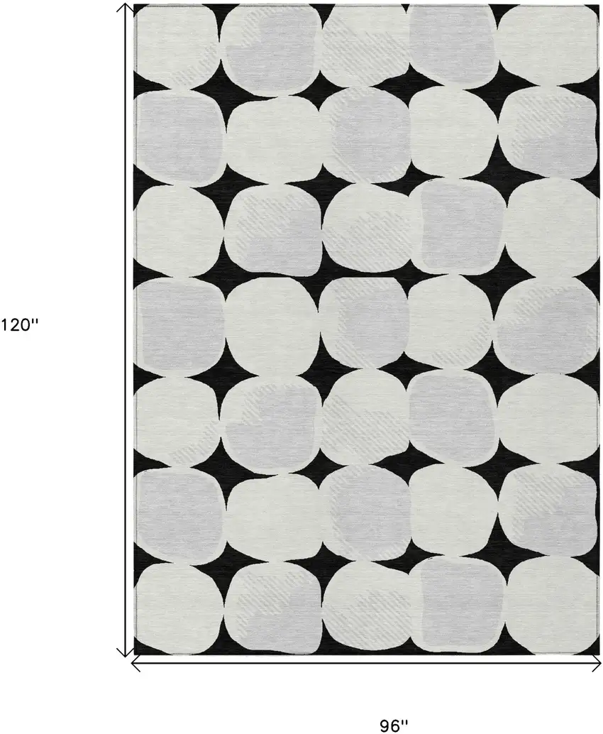 Black Gray And Ivory Abstract Washable Indoor Outdoor Area Rug Photo 3