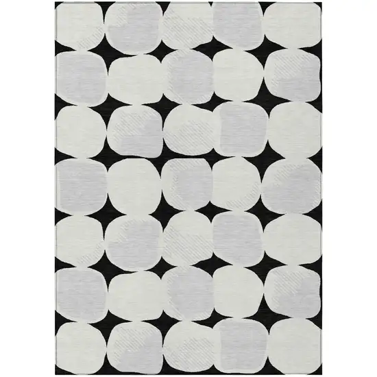 Black Gray And Ivory Abstract Washable Indoor Outdoor Area Rug Photo 2