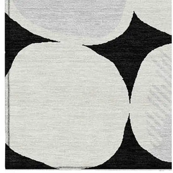Black Gray And Ivory Abstract Washable Indoor Outdoor Area Rug Photo 7