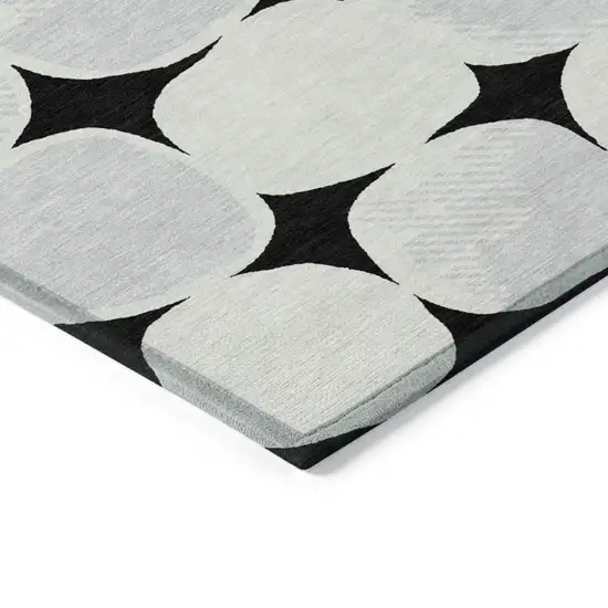 Black Gray And Ivory Abstract Washable Indoor Outdoor Area Rug Photo 5