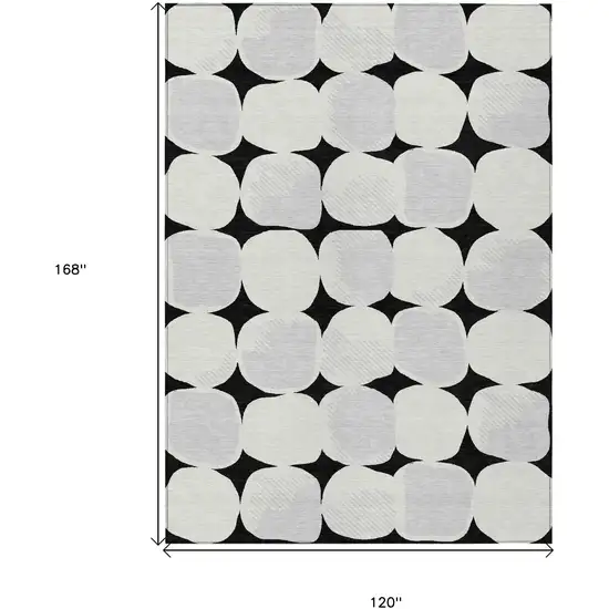 Black Gray And Ivory Abstract Washable Indoor Outdoor Area Rug Photo 3