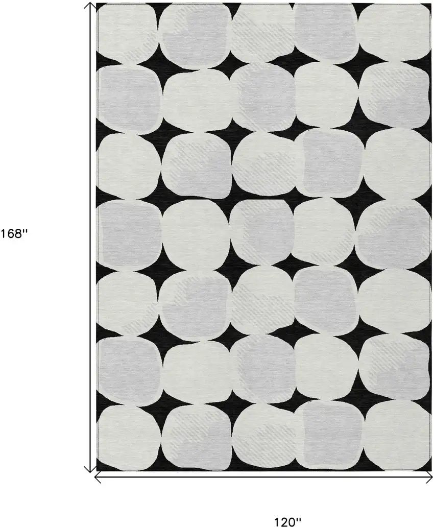 Black Gray And Ivory Abstract Washable Indoor Outdoor Area Rug Photo 3