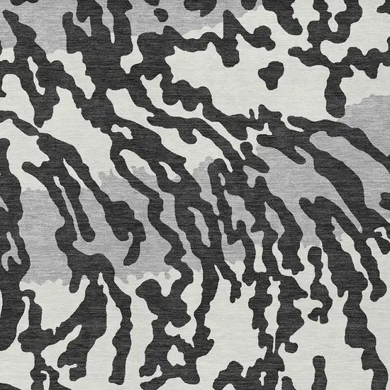Black Gray And Ivory Animal Print Washable Indoor Outdoor Area Rug Photo 6