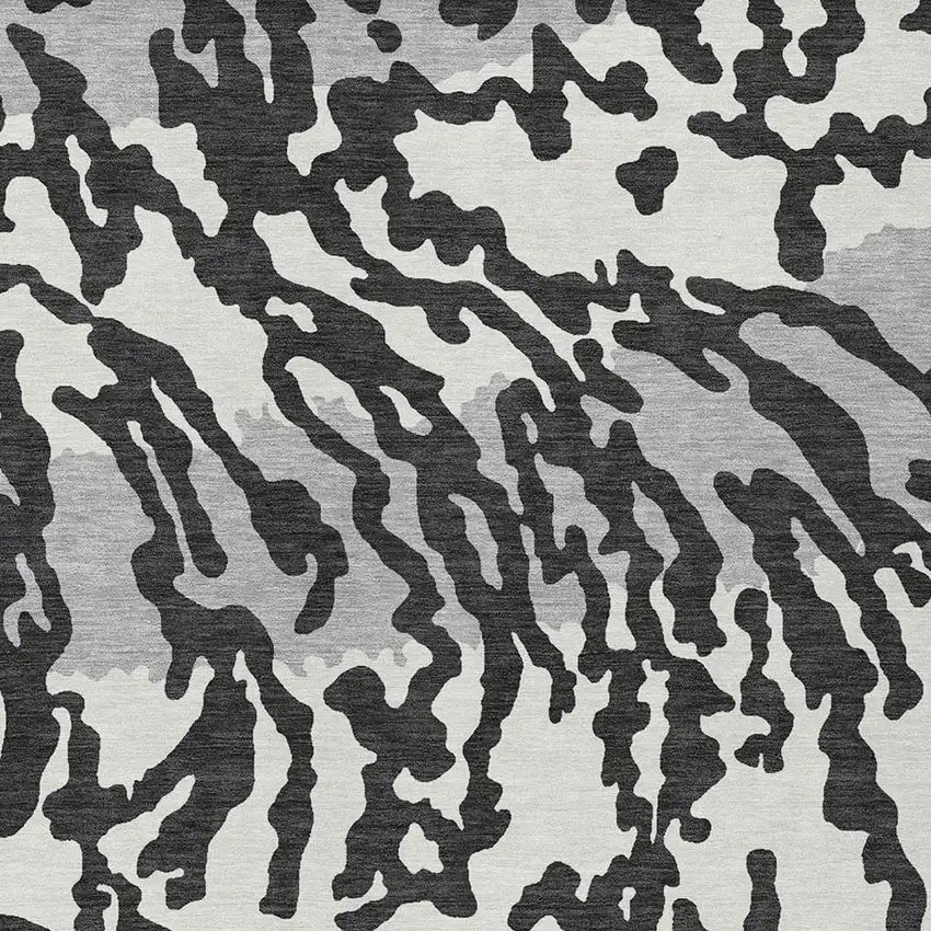 Black Gray And Ivory Animal Print Washable Indoor Outdoor Area Rug Photo 6