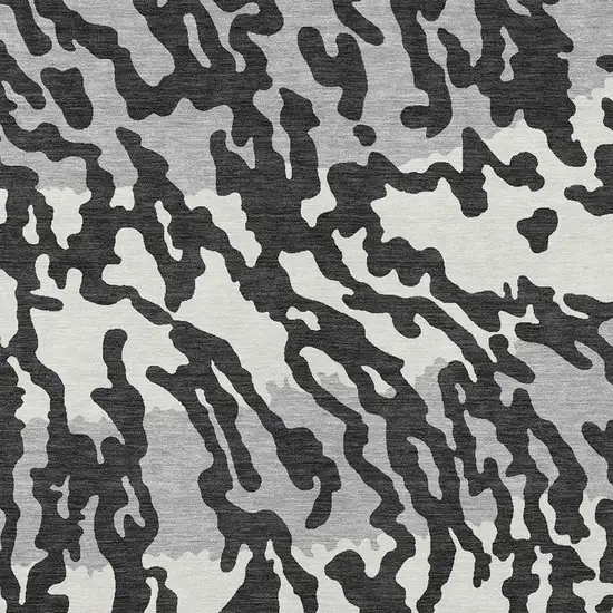 Black Gray And Ivory Animal Print Washable Indoor Outdoor Area Rug Photo 6