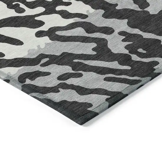 Black Gray And Ivory Animal Print Washable Indoor Outdoor Area Rug Photo 5