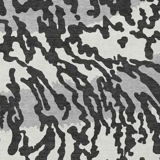 Black Gray And Ivory Animal Print Washable Indoor Outdoor Area Rug Photo 6