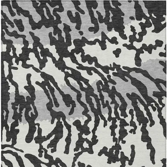 Black Gray And Ivory Animal Print Washable Indoor Outdoor Area Rug Photo 7