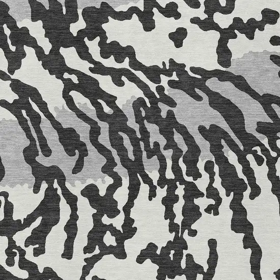 Black Gray And Ivory Animal Print Washable Indoor Outdoor Area Rug Photo 6