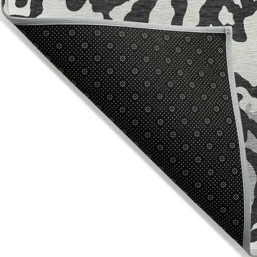Black Gray And Ivory Animal Print Washable Indoor Outdoor Area Rug Photo 4