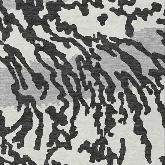 Black Gray And Ivory Animal Print Washable Indoor Outdoor Area Rug Photo 6