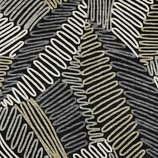 Black Gray And Ivory Floral Washable Indoor Outdoor Area Rug Photo 7