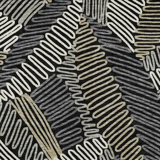 Black Gray And Ivory Floral Washable Indoor Outdoor Area Rug Photo 7