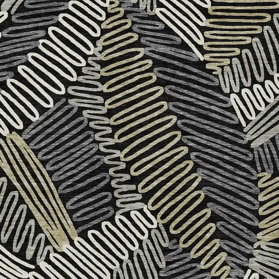 Black Gray And Ivory Floral Washable Indoor Outdoor Area Rug Photo 7