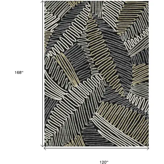 Black Gray And Ivory Floral Washable Indoor Outdoor Area Rug Photo 3