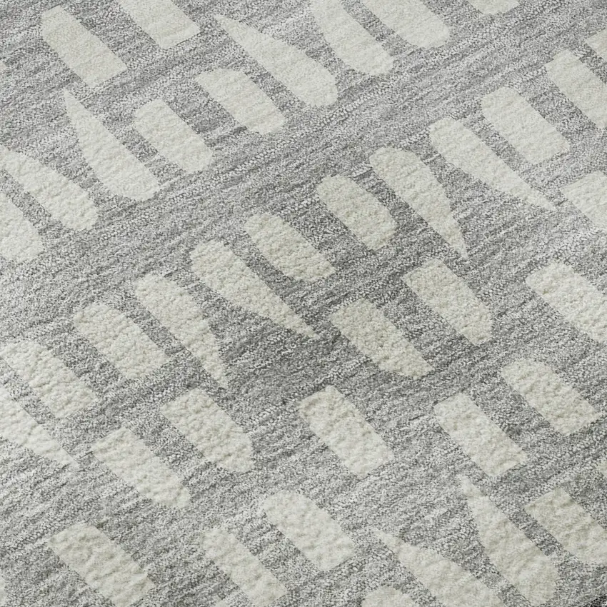 Black Gray And Ivory Geometric Washable Area Rug With UV Protection Photo 9