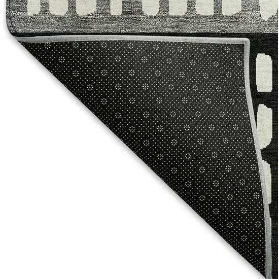Black Gray And Ivory Geometric Washable Area Rug With UV Protection Photo 6