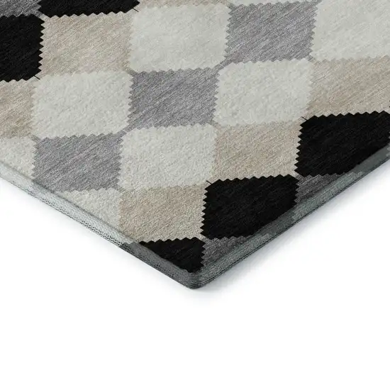 Black Gray And Ivory Geometric Washable Area Rug With UV Protection Photo 7