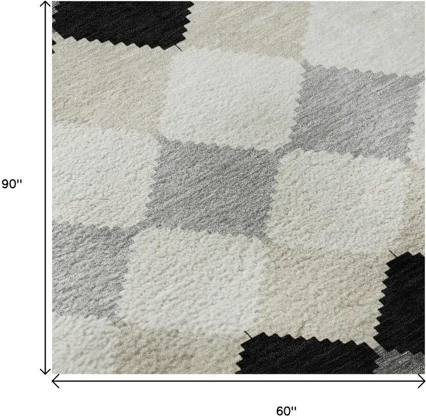 Black Gray And Ivory Geometric Washable Area Rug With UV Protection Photo 9