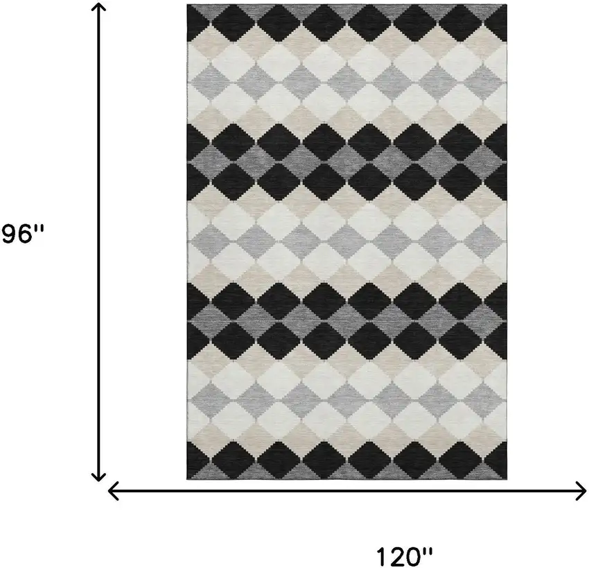 Black Gray And Ivory Geometric Washable Area Rug With UV Protection Photo 5