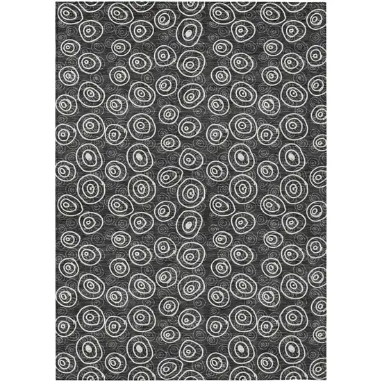 Black Gray And Ivory Geometric Washable Indoor Outdoor Area Rug Photo 1