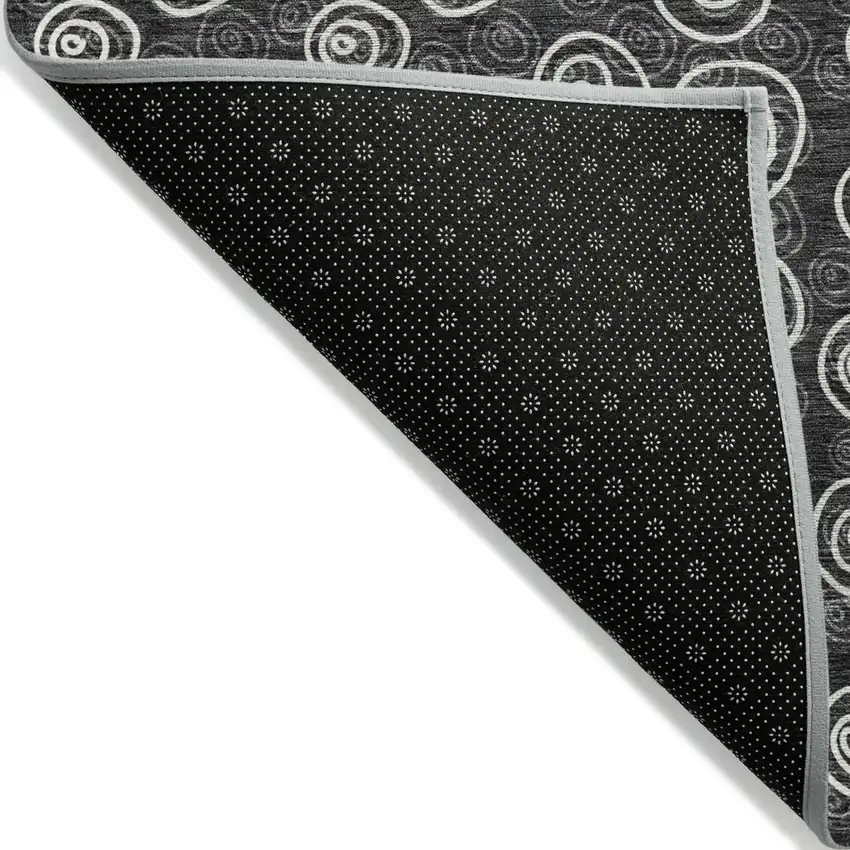 Black Gray And Ivory Geometric Washable Indoor Outdoor Area Rug Photo 2