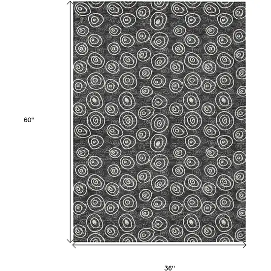 Black Gray And Ivory Geometric Washable Indoor Outdoor Area Rug Photo 7
