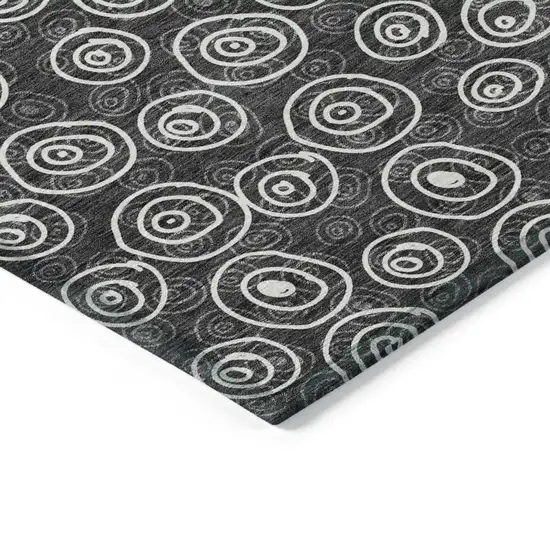Black Gray And Ivory Geometric Washable Indoor Outdoor Area Rug Photo 4