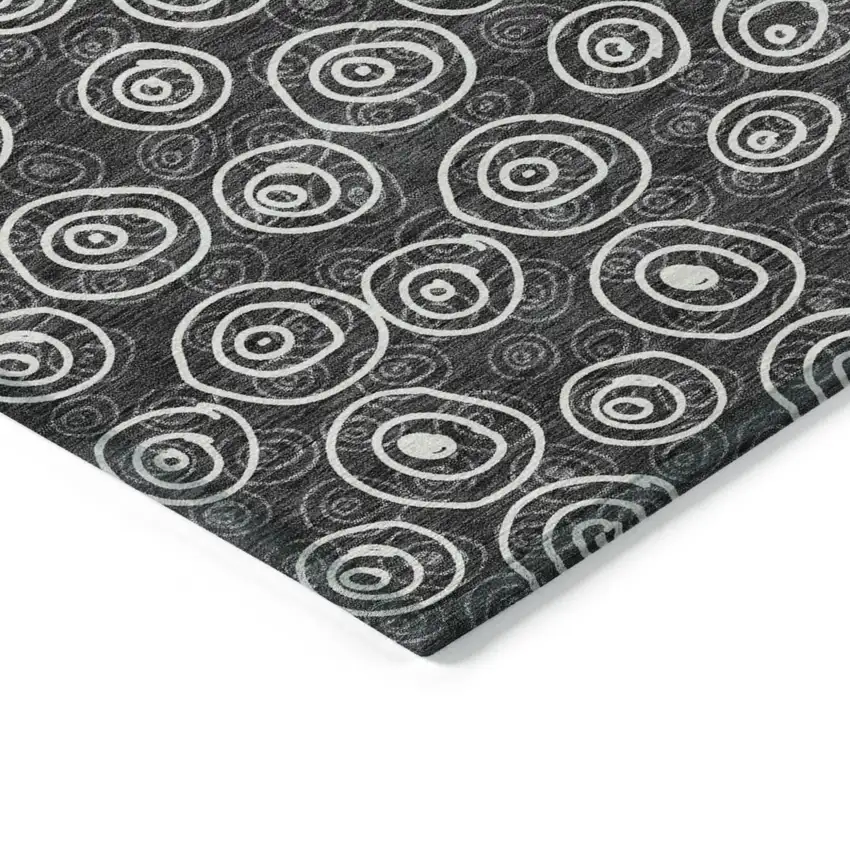 Black Gray And Ivory Geometric Washable Indoor Outdoor Area Rug Photo 4