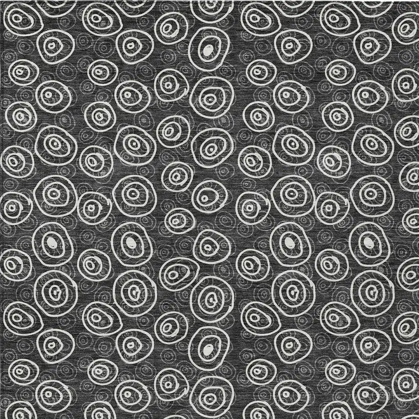 Black Gray And Ivory Geometric Washable Indoor Outdoor Area Rug Photo 6