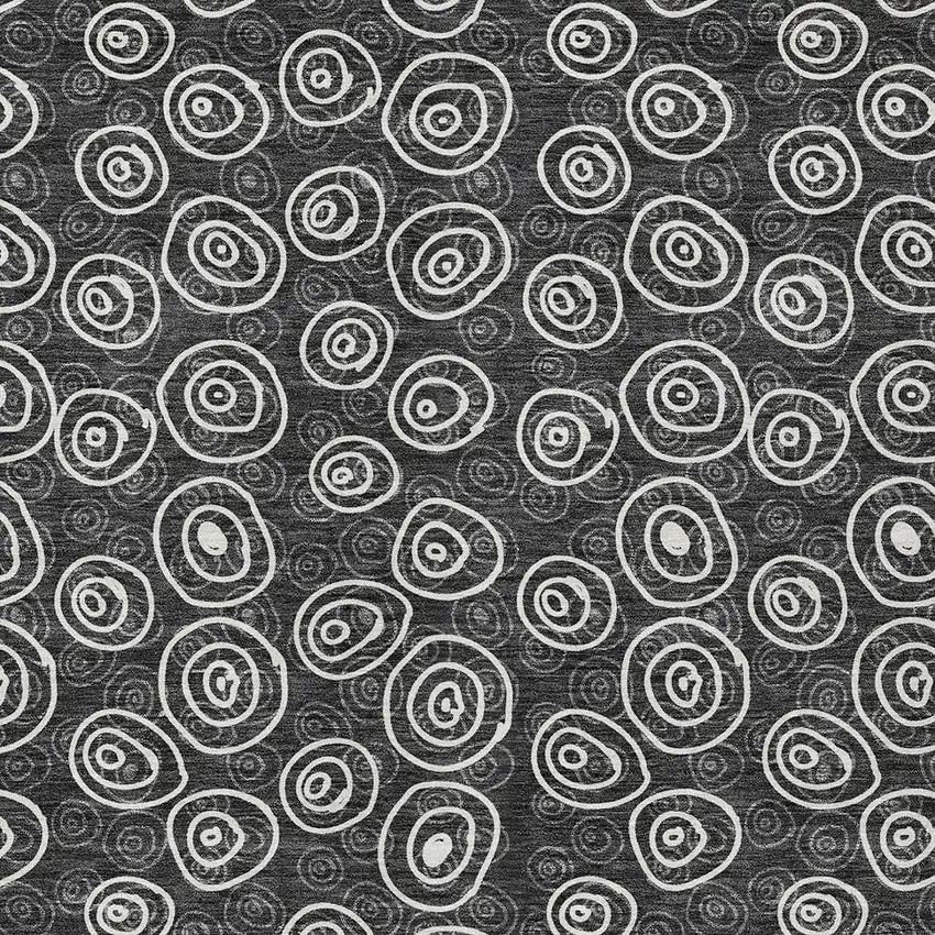 Black Gray And Ivory Geometric Washable Indoor Outdoor Area Rug Photo 5