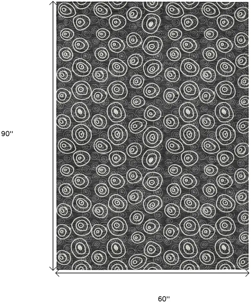 Black Gray And Ivory Geometric Washable Indoor Outdoor Area Rug Photo 7