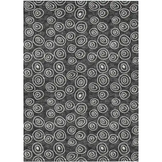 Black Gray And Ivory Geometric Washable Indoor Outdoor Area Rug Photo 1