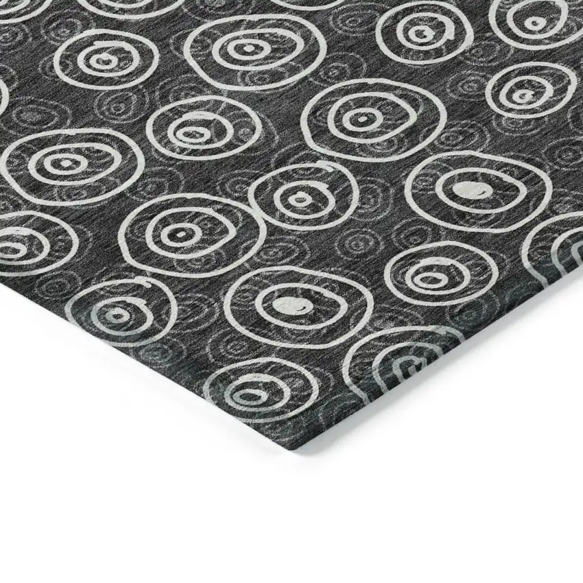 Black Gray And Ivory Geometric Washable Indoor Outdoor Area Rug Photo 4