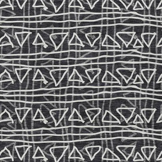 Black Gray And Ivory Geometric Washable Indoor Outdoor Area Rug Photo 4