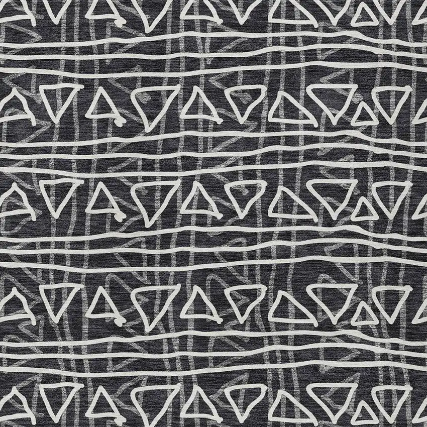 Black Gray And Ivory Geometric Washable Indoor Outdoor Area Rug Photo 4
