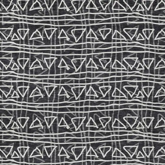 Black Gray And Ivory Geometric Washable Indoor Outdoor Area Rug Photo 5