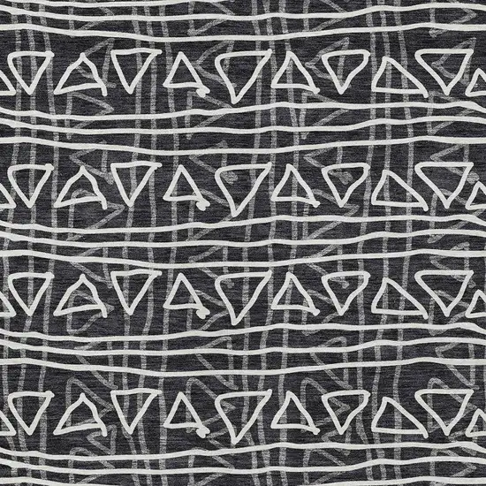 Black Gray And Ivory Geometric Washable Indoor Outdoor Area Rug Photo 4