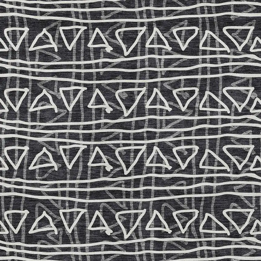 Black Gray And Ivory Geometric Washable Indoor Outdoor Area Rug Photo 4