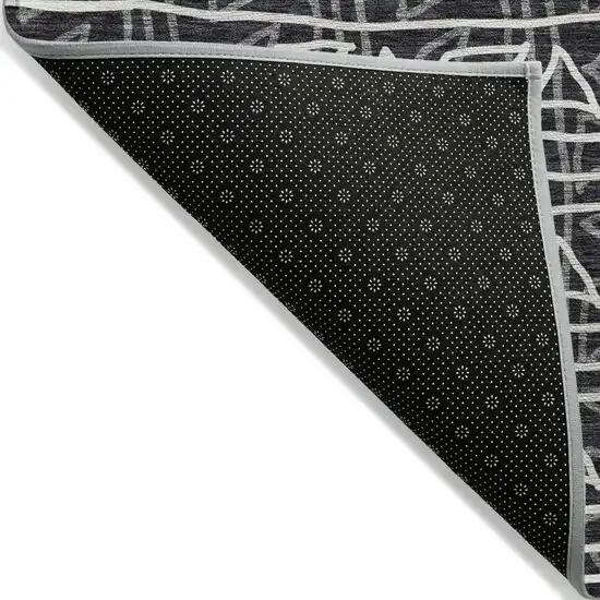 Black Gray And Ivory Geometric Washable Indoor Outdoor Area Rug Photo 2