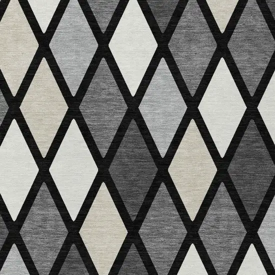 Black Gray And Ivory Geometric Washable Indoor Outdoor Area Rug Photo 7