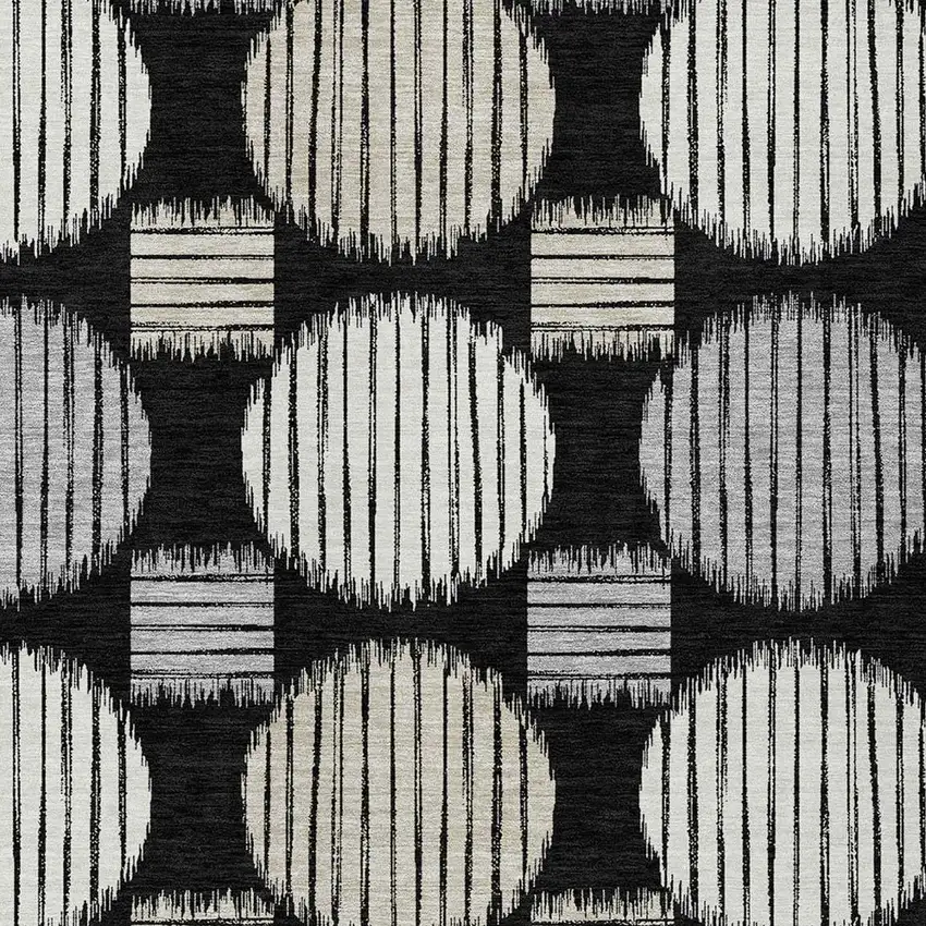 Black Gray And Ivory Geometric Washable Indoor Outdoor Area Rug Photo 6