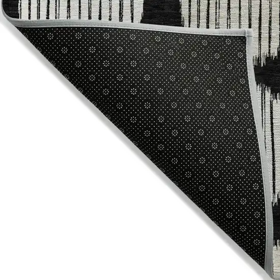 Black Gray And Ivory Geometric Washable Indoor Outdoor Area Rug Photo 4