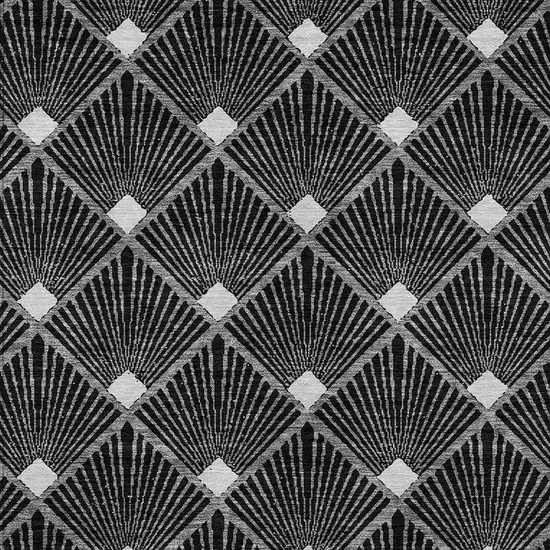 Black Gray And Ivory Geometric Washable Indoor Outdoor Area Rug Photo 6