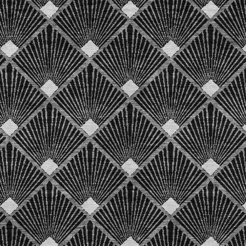 Black Gray And Ivory Geometric Washable Indoor Outdoor Area Rug Photo 6